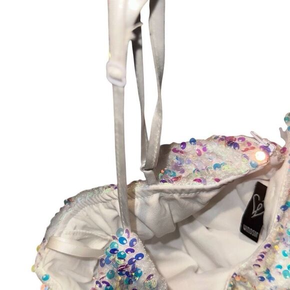 Windsor White iridescent Sequin Spaghetti Strap Mini Bodycon Dress Ladies Small - Picture 8 of 16